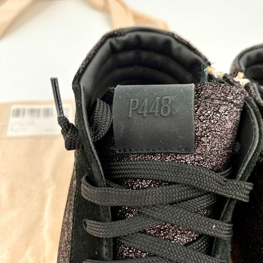 P448 Skate High‑Top Sneaker Size 38 Cracked Leather/Black Rubber Sole - Picture 12 of 16